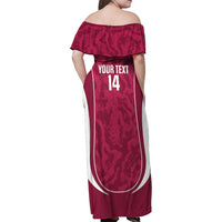 Custom Qatar Football Family Matching Off Shoulder Maxi Dress and Hawaiian Shirt 2026 Come On The Maroons - Wonder Print Shop