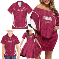 Custom Qatar Football Family Matching Off Shoulder Short Dress and Hawaiian Shirt 2026 Come On The Maroons - Wonder Print Shop