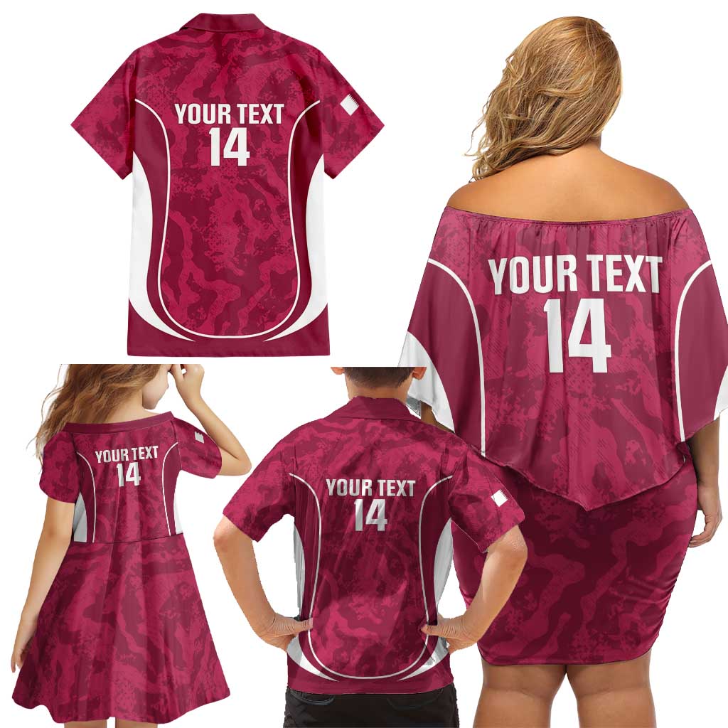 Custom Qatar Football Family Matching Off Shoulder Short Dress and Hawaiian Shirt 2026 Come On The Maroons - Wonder Print Shop