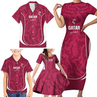 Custom Qatar Football Family Matching Short Sleeve Bodycon Dress and Hawaiian Shirt 2026 Come On The Maroons - Wonder Print Shop