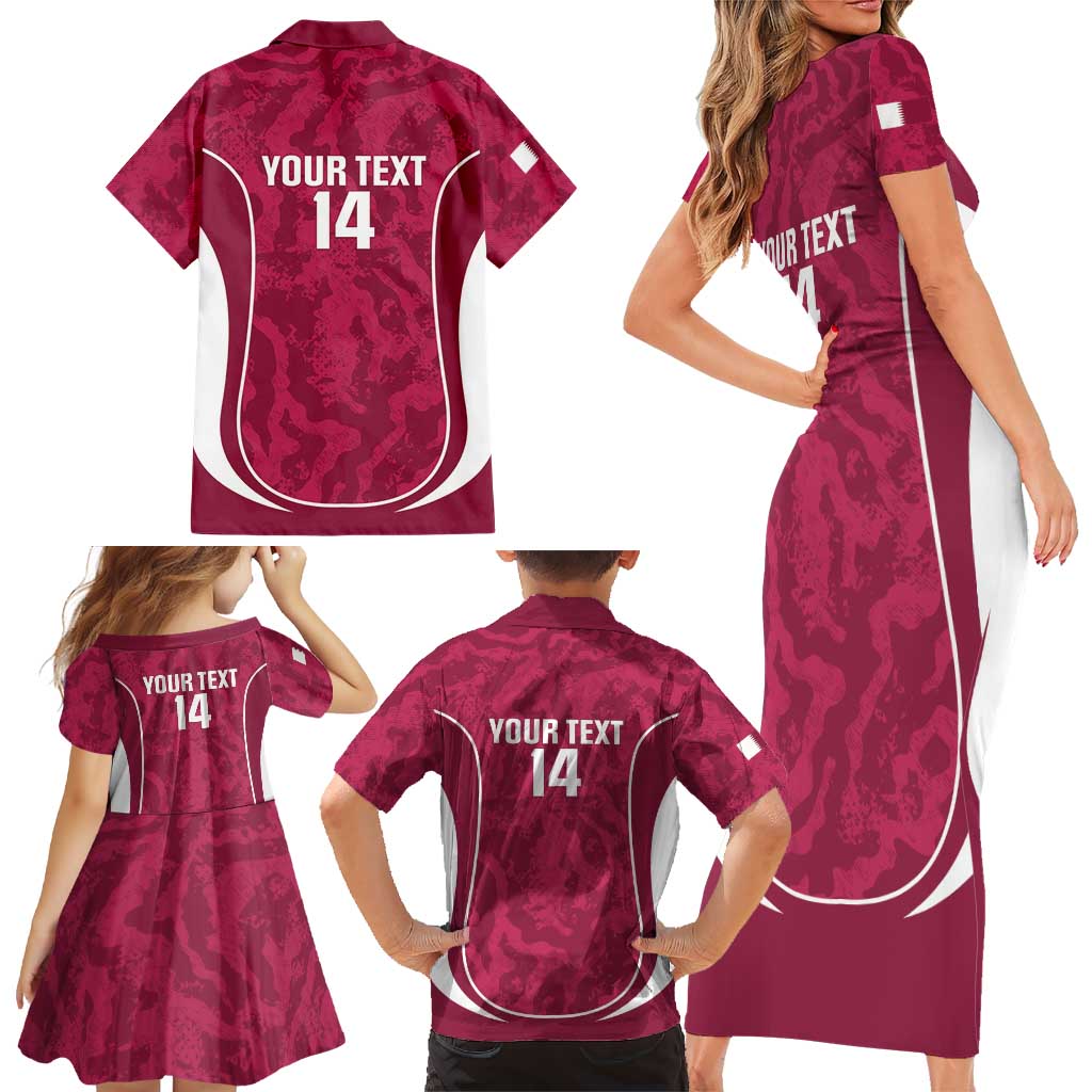 Custom Qatar Football Family Matching Short Sleeve Bodycon Dress and Hawaiian Shirt 2026 Come On The Maroons - Wonder Print Shop