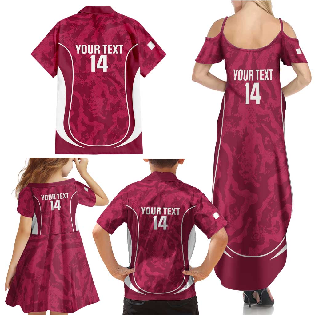 Custom Qatar Football Family Matching Summer Maxi Dress and Hawaiian Shirt 2026 Come On The Maroons - Wonder Print Shop