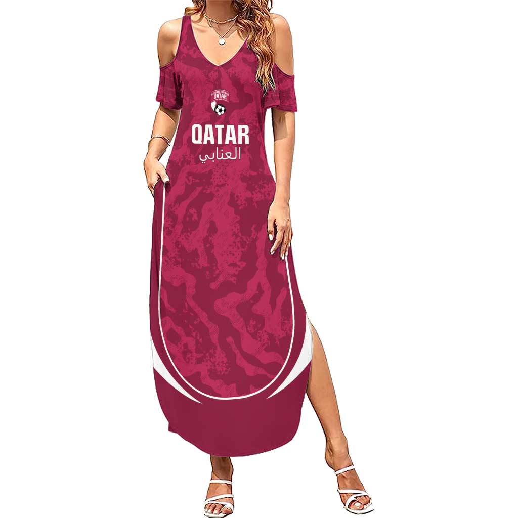 Custom Qatar Football Family Matching Summer Maxi Dress and Hawaiian Shirt 2026 Come On The Maroons - Wonder Print Shop
