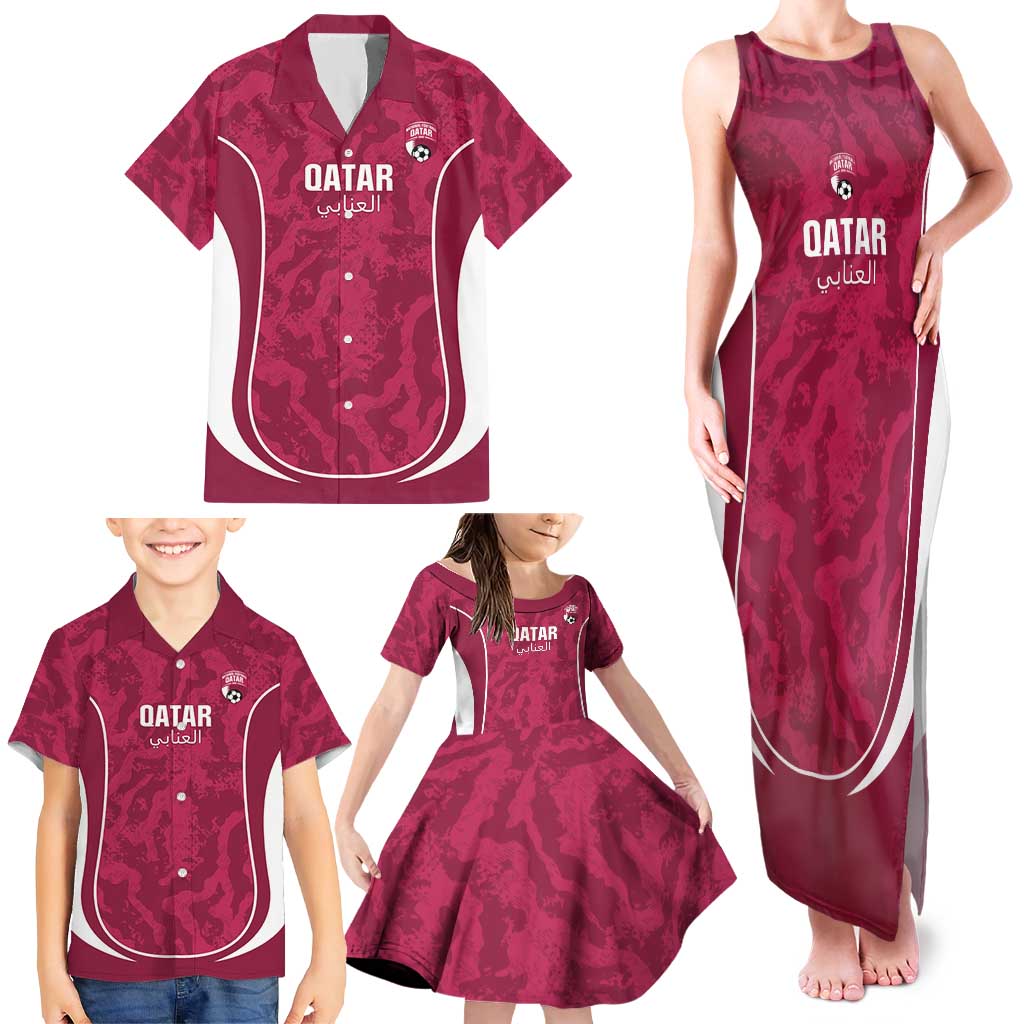 Custom Qatar Football Family Matching Tank Maxi Dress and Hawaiian Shirt 2026 Come On The Maroons - Wonder Print Shop
