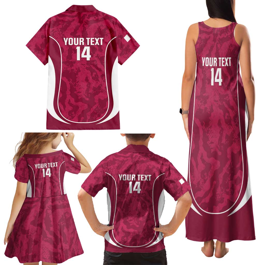 Custom Qatar Football Family Matching Tank Maxi Dress and Hawaiian Shirt 2026 Come On The Maroons - Wonder Print Shop