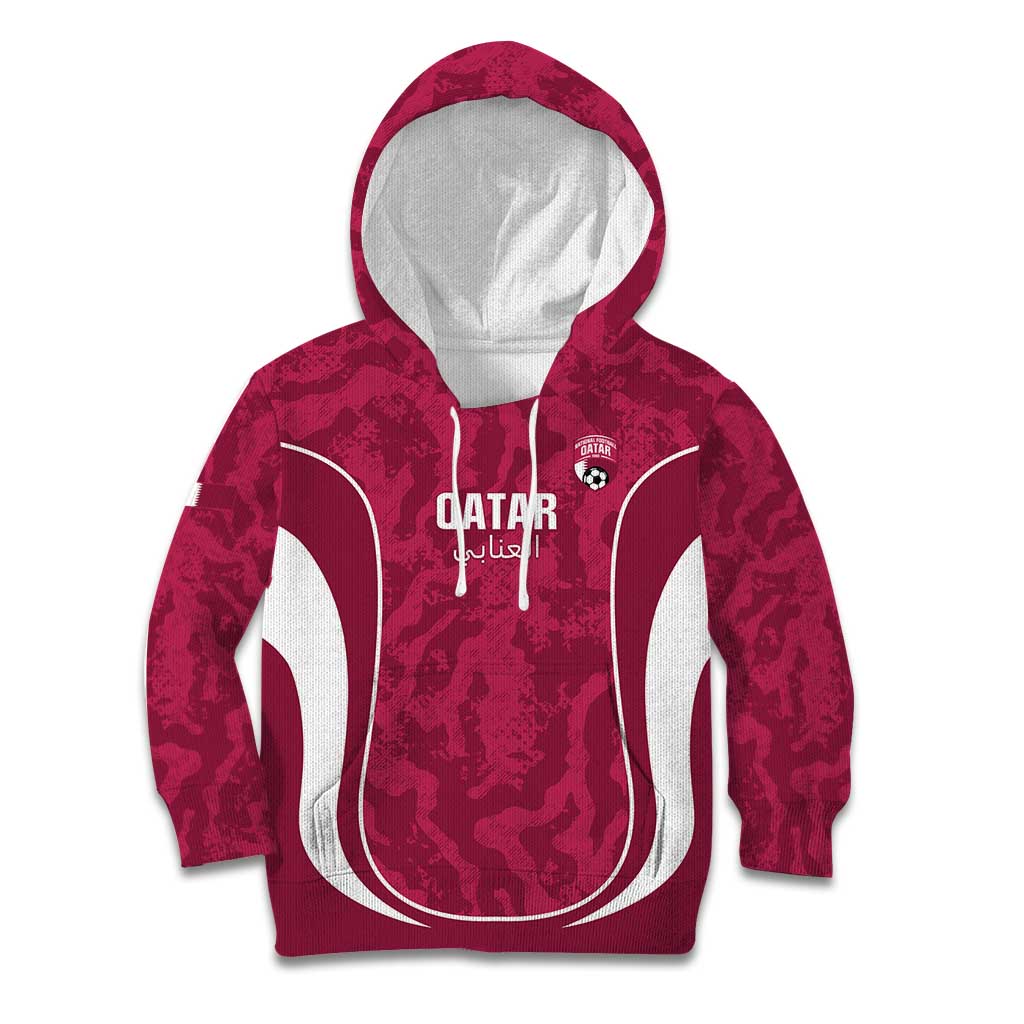 Custom Qatar Football Kid Hoodie 2026 Come On The Maroons - Wonder Print Shop