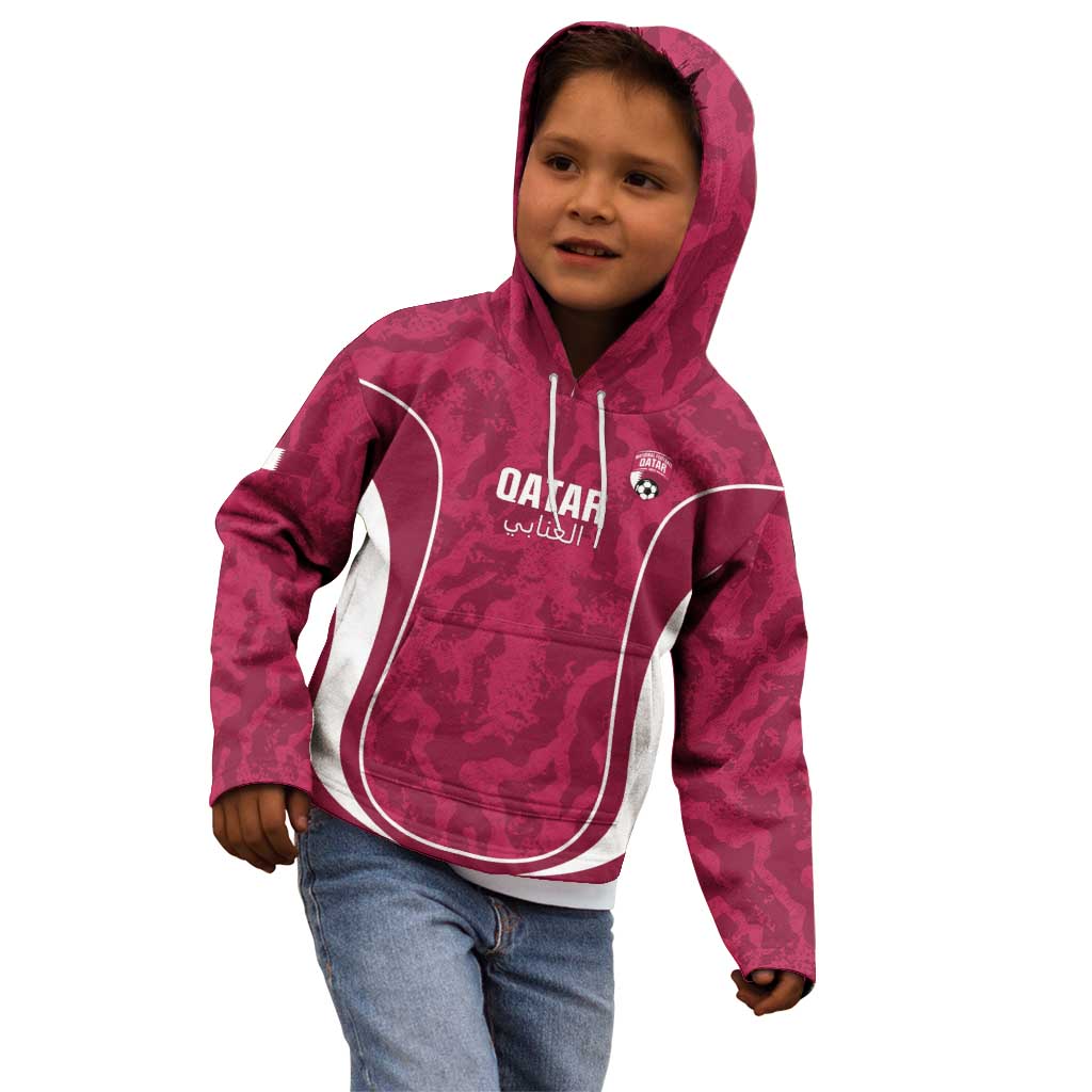 Custom Qatar Football Kid Hoodie 2026 Come On The Maroons - Wonder Print Shop