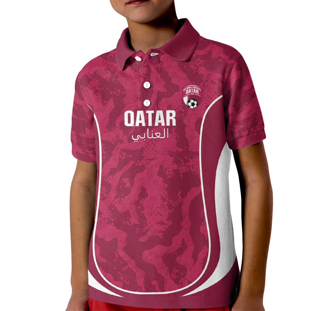 Custom Qatar Football Kid Polo Shirt 2026 Come On The Maroons - Wonder Print Shop