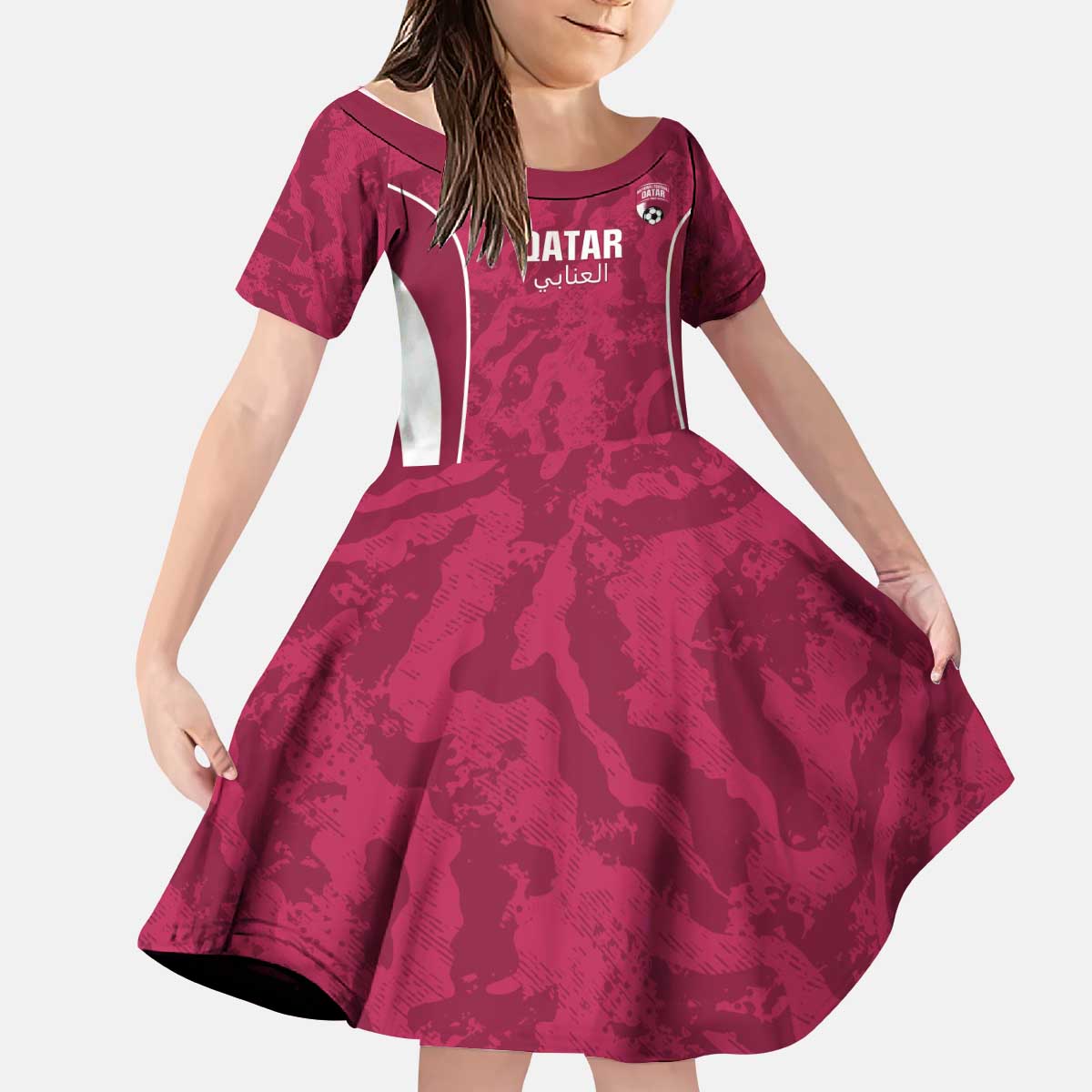 Custom Qatar Football Kid Short Sleeve Dress 2026 Come On The Maroons - Wonder Print Shop