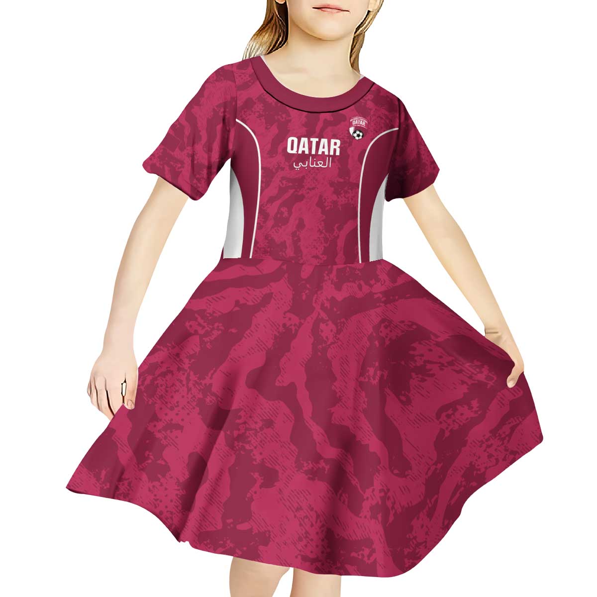 Custom Qatar Football Kid Short Sleeve Dress 2026 Come On The Maroons - Wonder Print Shop