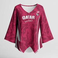 Custom Qatar Football Kimono Sleeve Blouse 2026 Come On The Maroons - Wonder Print Shop