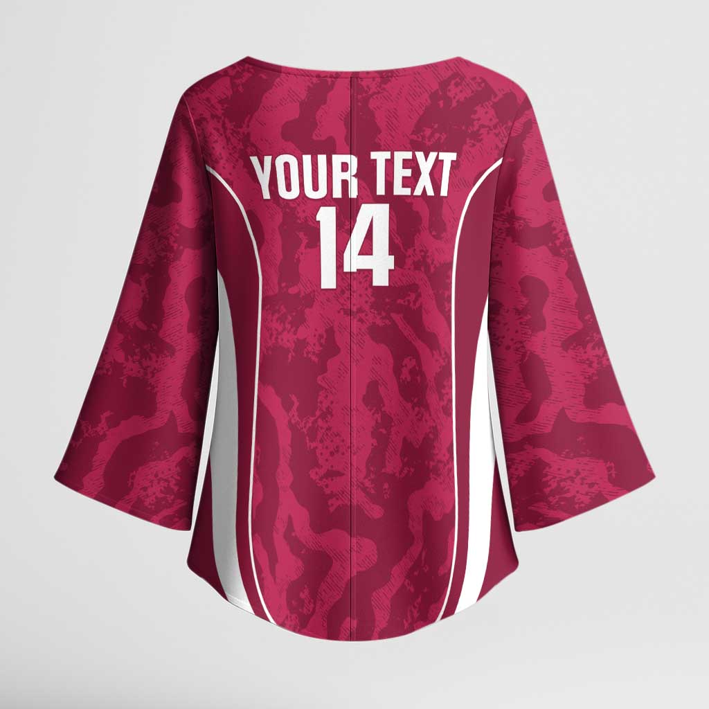 Custom Qatar Football Kimono Sleeve Blouse 2026 Come On The Maroons - Wonder Print Shop