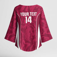 Custom Qatar Football Kimono Sleeve Blouse 2026 Come On The Maroons - Wonder Print Shop