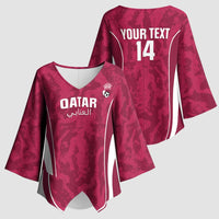 Custom Qatar Football Kimono Sleeve Blouse 2026 Come On The Maroons - Wonder Print Shop