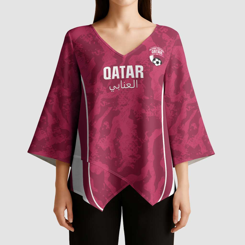 Custom Qatar Football Kimono Sleeve Blouse 2026 Come On The Maroons - Wonder Print Shop