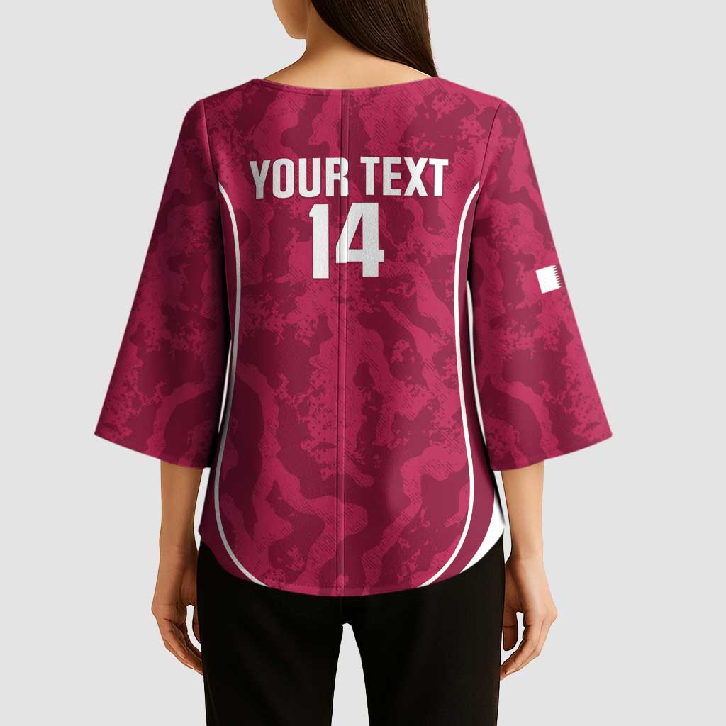 Custom Qatar Football Kimono Sleeve Blouse 2026 Come On The Maroons - Wonder Print Shop