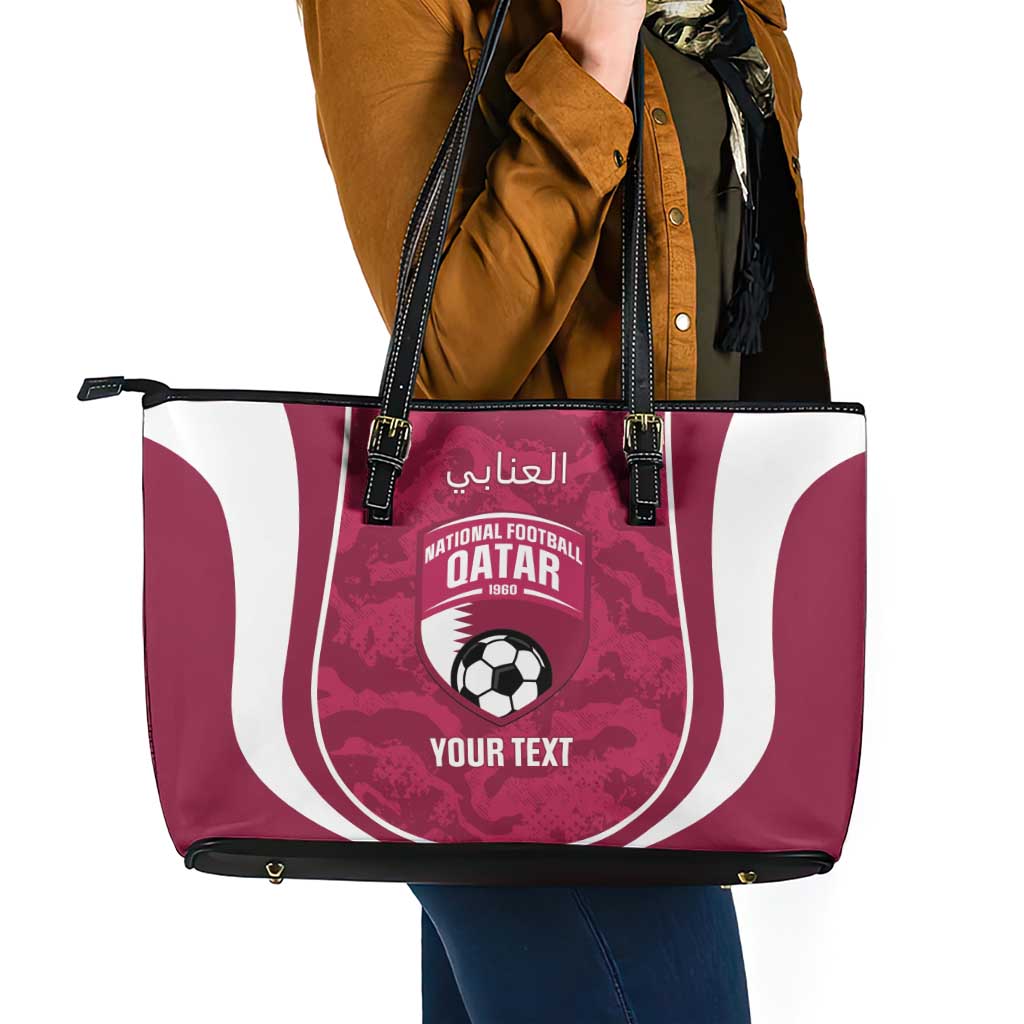 Custom Qatar Football Leather Tote Bag 2026 Come On The Maroons - Wonder Print Shop