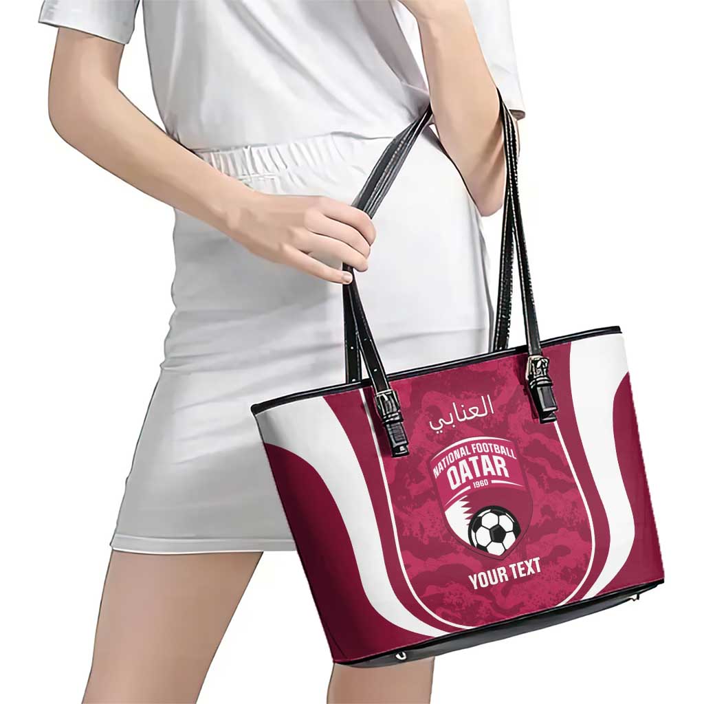 Custom Qatar Football Leather Tote Bag 2026 Come On The Maroons - Wonder Print Shop