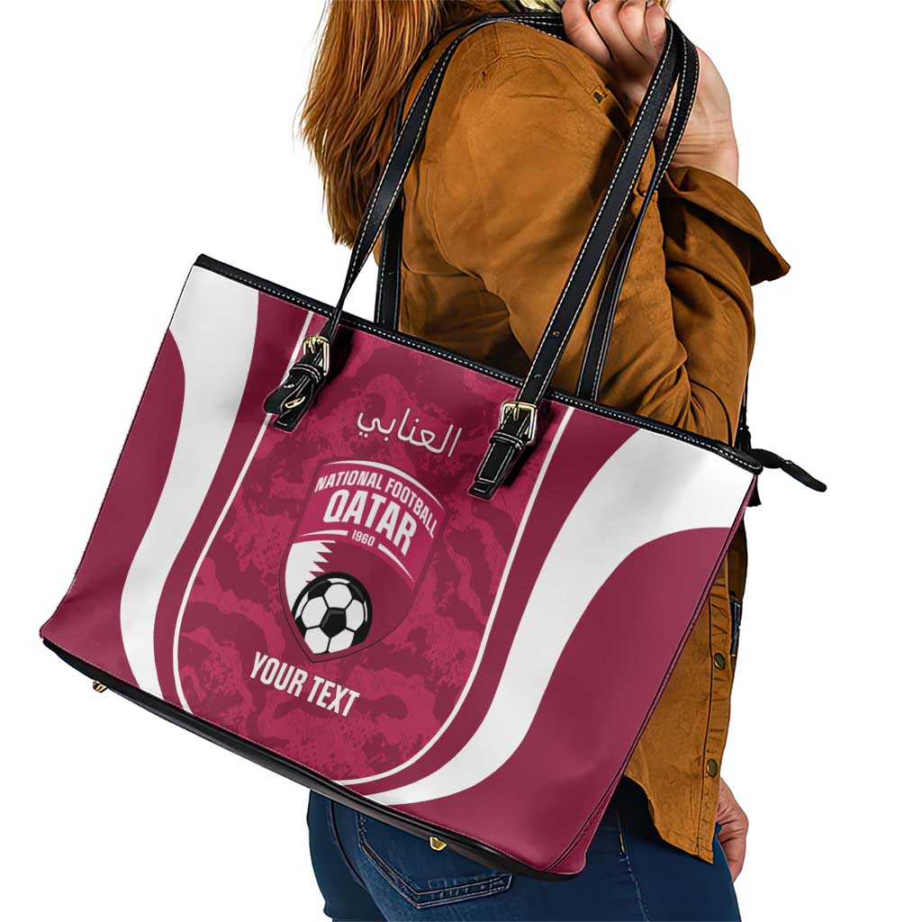 Custom Qatar Football Leather Tote Bag 2026 Come On The Maroons - Wonder Print Shop