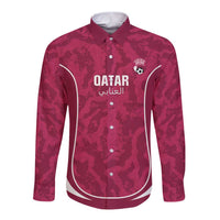 Custom Qatar Football Long Sleeve Button Shirt 2026 Come On The Maroons - Wonder Print Shop