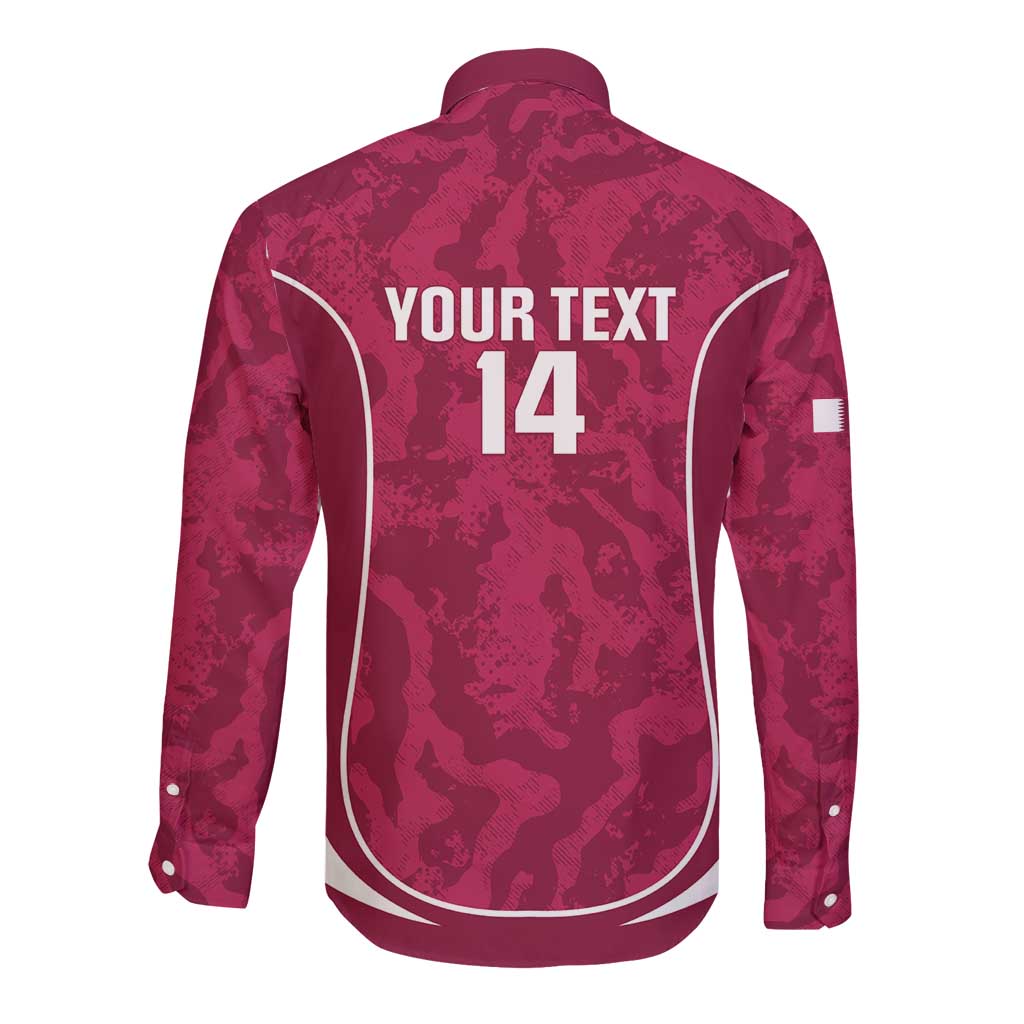 Custom Qatar Football Long Sleeve Button Shirt 2026 Come On The Maroons - Wonder Print Shop