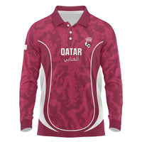 Custom Qatar Football Long Sleeve Polo Shirt 2026 Come On The Maroons - Wonder Print Shop