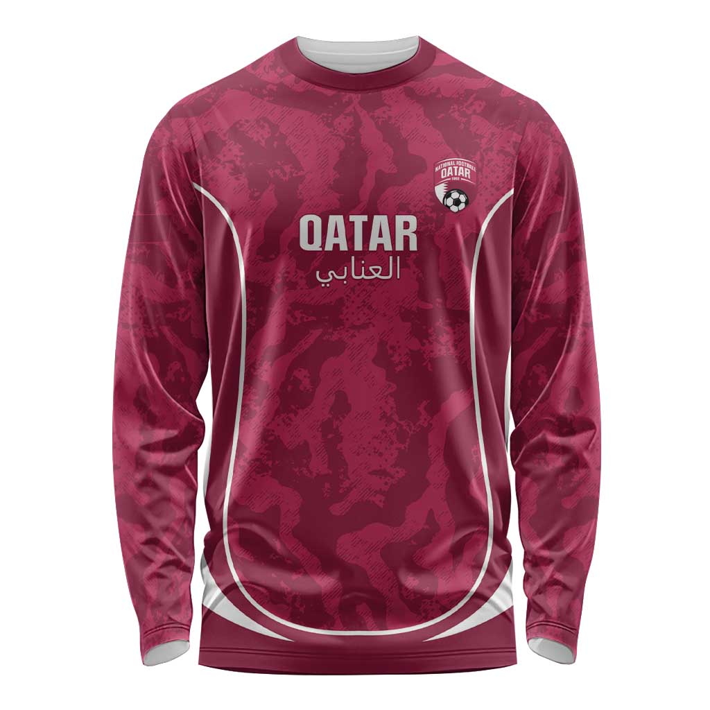 Custom Qatar Football Long Sleeve Shirt 2026 Come On The Maroons - Wonder Print Shop
