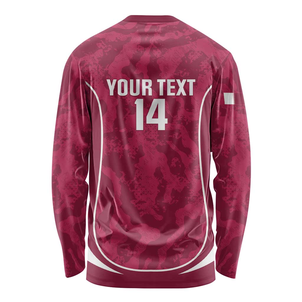 Custom Qatar Football Long Sleeve Shirt 2026 Come On The Maroons - Wonder Print Shop