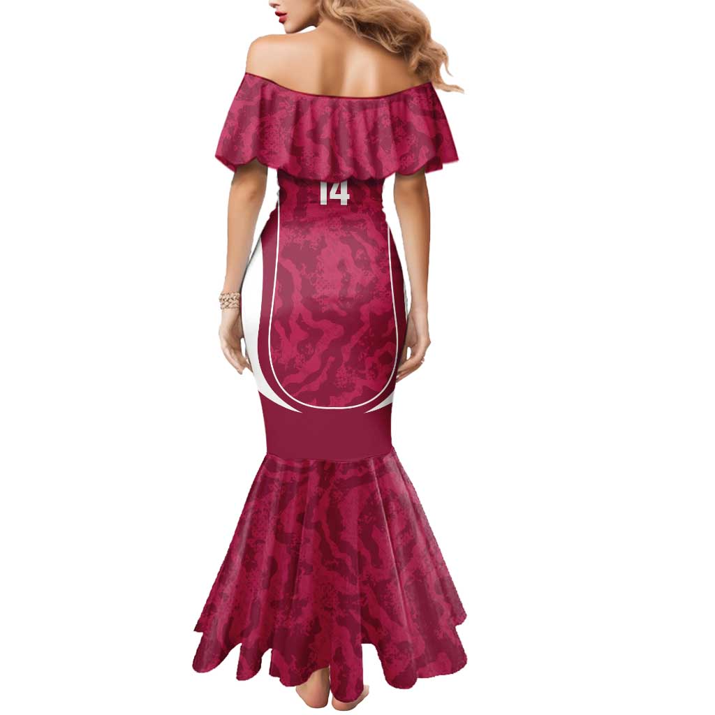 Custom Qatar Football Mermaid Dress 2026 Come On The Maroons - Wonder Print Shop
