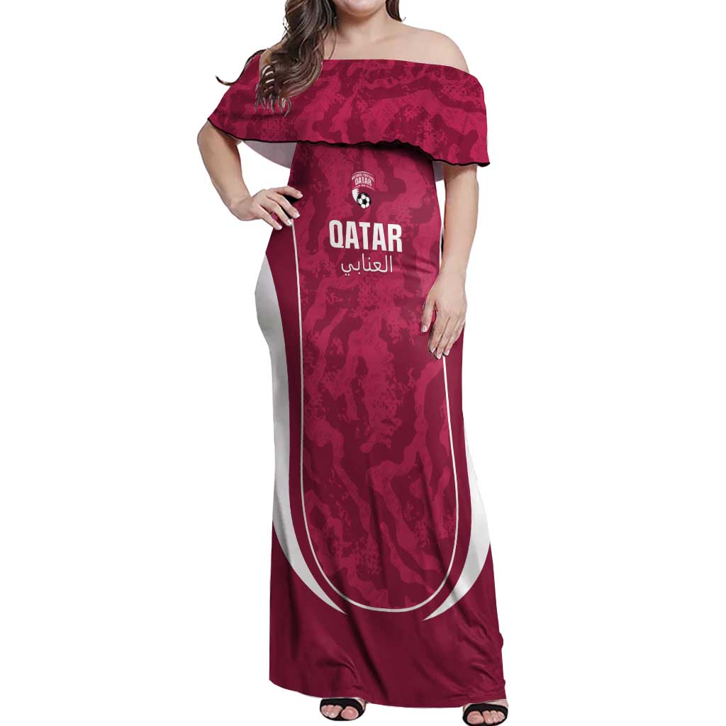 Custom Qatar Football Off Shoulder Maxi Dress 2026 Come On The Maroons - Wonder Print Shop