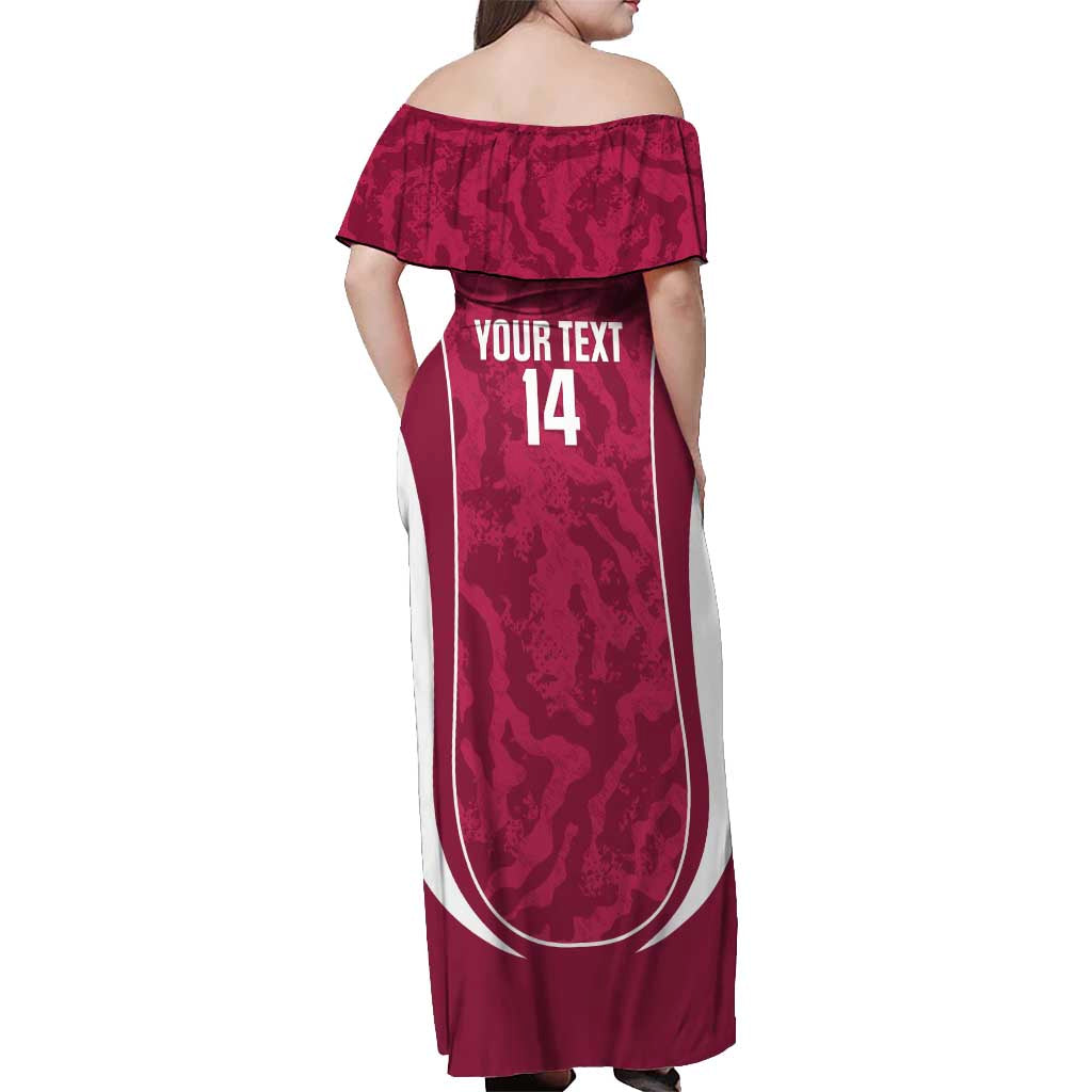 Custom Qatar Football Off Shoulder Maxi Dress 2026 Come On The Maroons - Wonder Print Shop