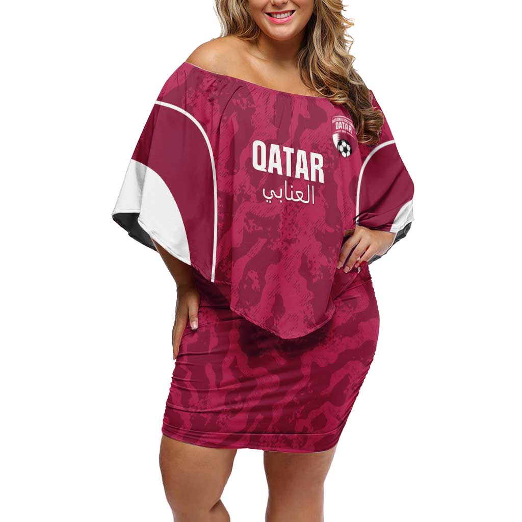 Custom Qatar Football Off Shoulder Short Dress 2026 Come On The Maroons - Wonder Print Shop