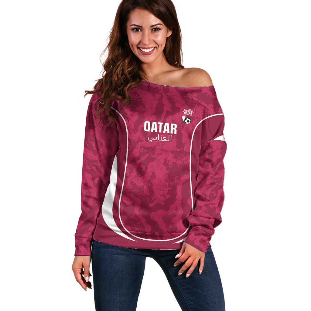 Custom Qatar Football Off Shoulder Sweater 2026 Come On The Maroons - Wonder Print Shop