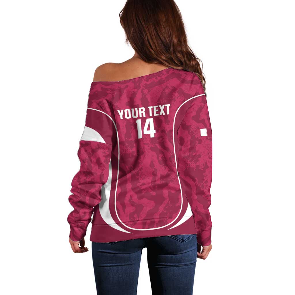Custom Qatar Football Off Shoulder Sweater 2026 Come On The Maroons - Wonder Print Shop