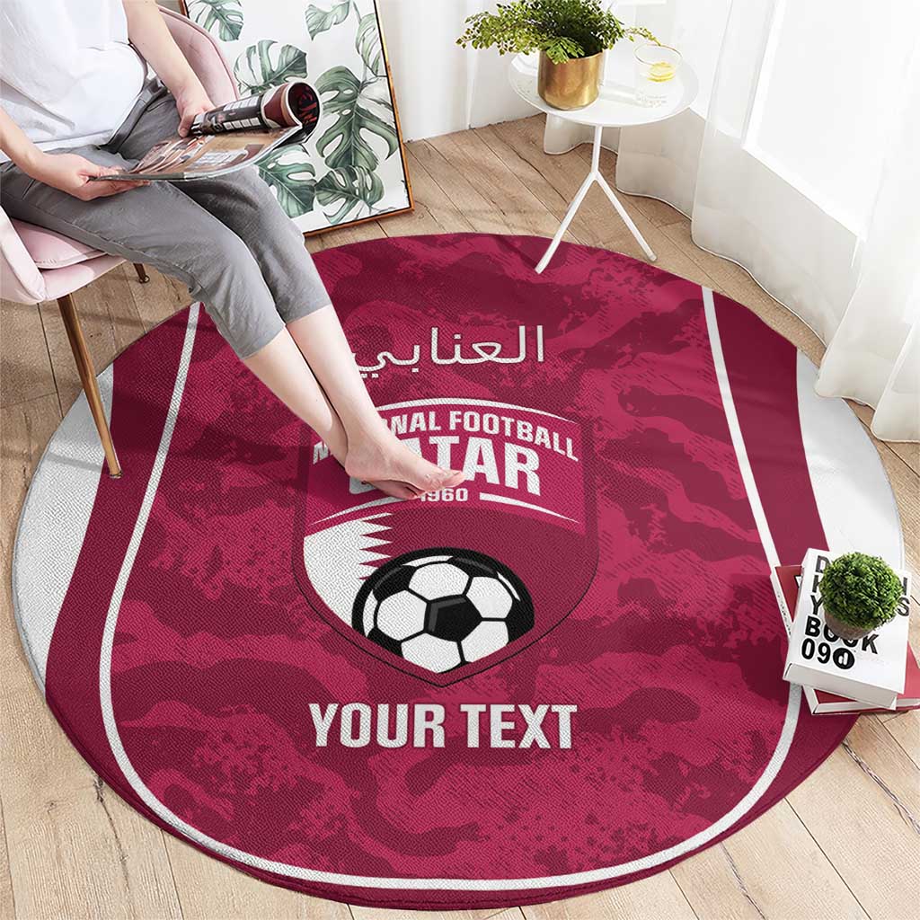 Custom Qatar Football Round Carpet 2026 Come On The Maroons - Wonder Print Shop