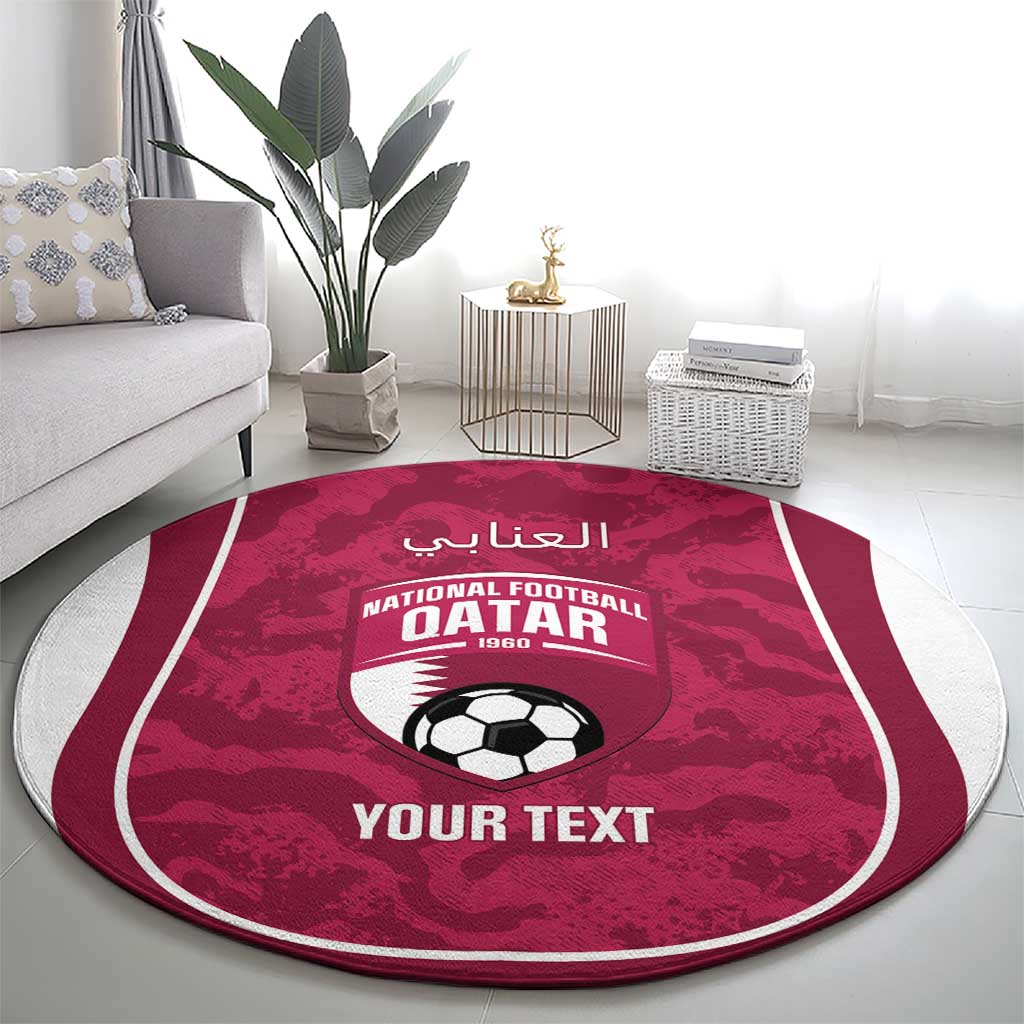Custom Qatar Football Round Carpet 2026 Come On The Maroons - Wonder Print Shop