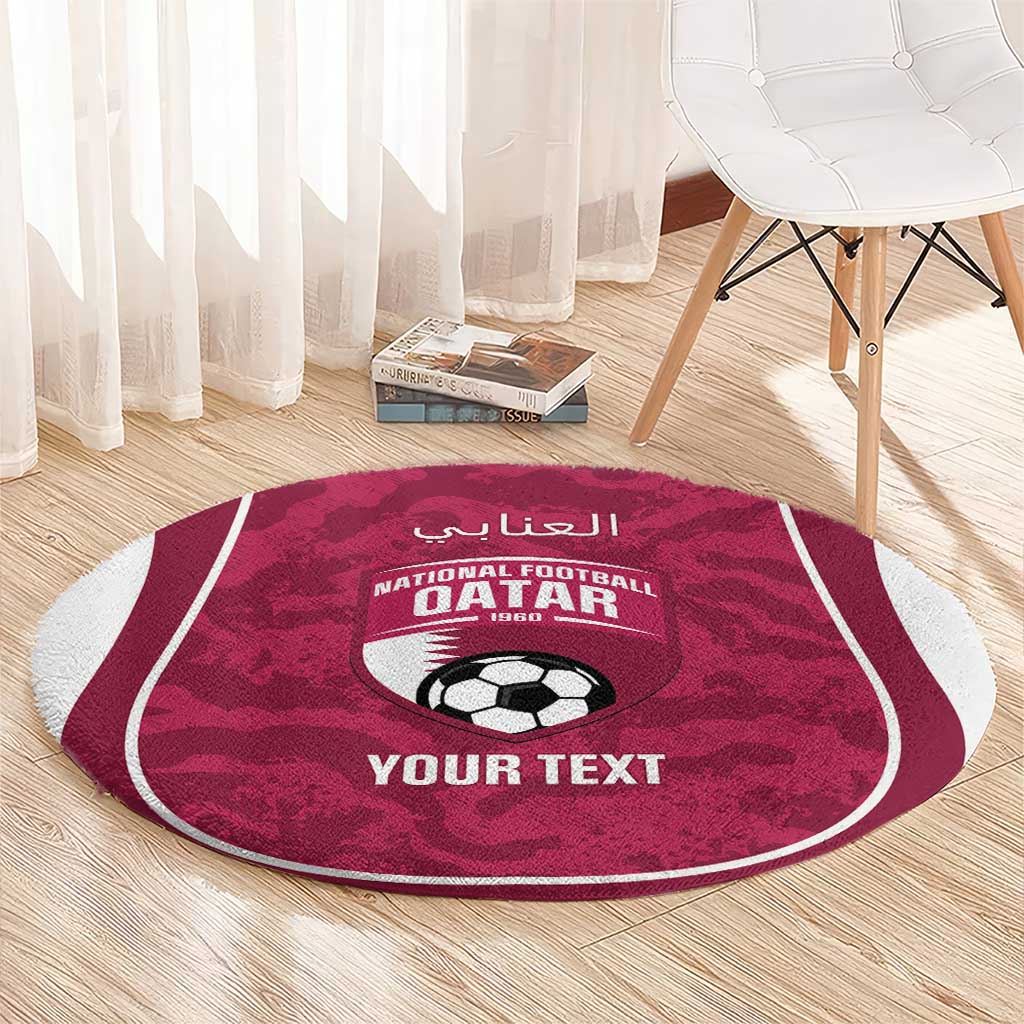 Custom Qatar Football Round Carpet 2026 Come On The Maroons - Wonder Print Shop