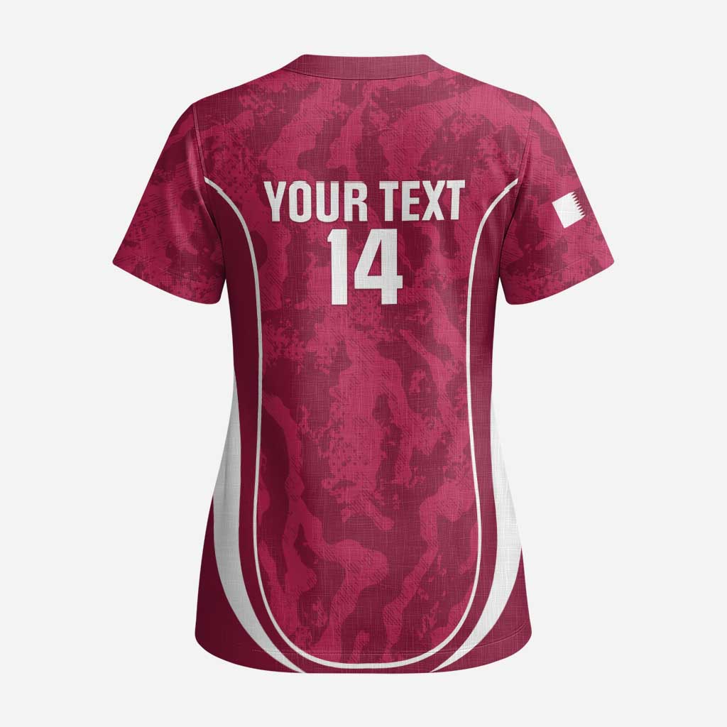 Custom Qatar Football Scrub Top 2026 Come On The Maroons - Wonder Print Shop