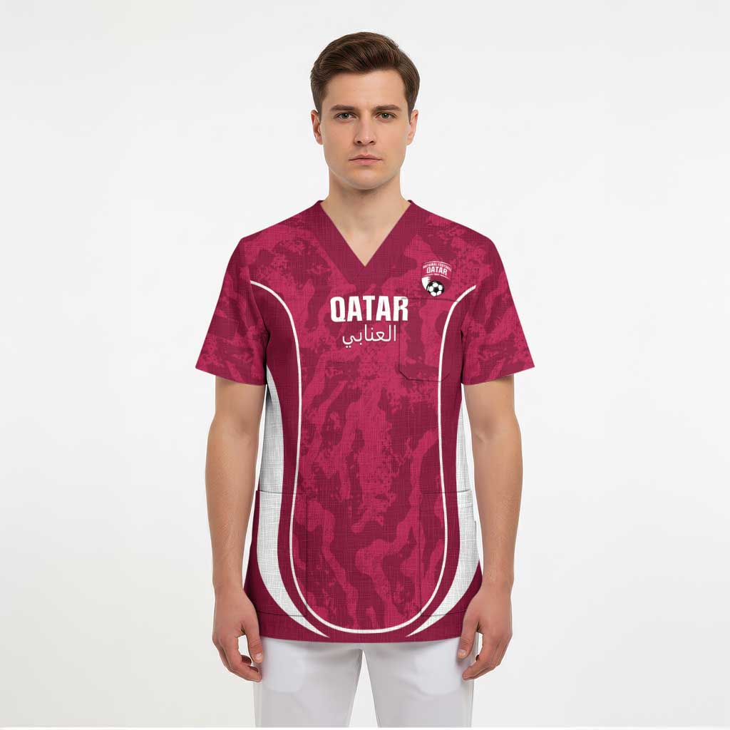 Custom Qatar Football Scrub Top 2026 Come On The Maroons - Wonder Print Shop