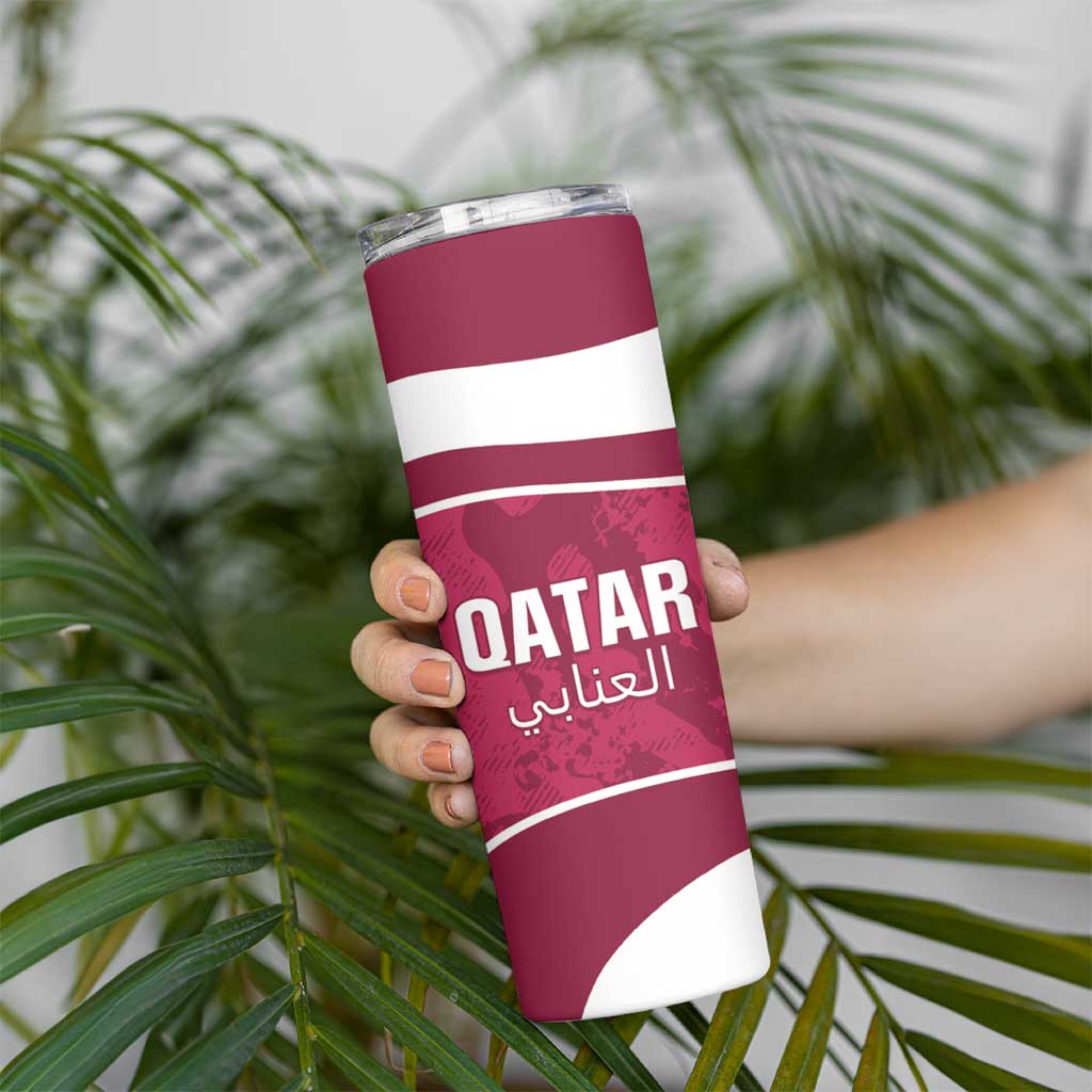 Custom Qatar Football Skinny Tumbler 2026 Come On The Maroons - Wonder Print Shop