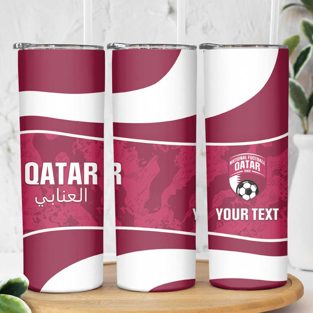 Custom Qatar Football Skinny Tumbler 2026 Come On The Maroons - Wonder Print Shop