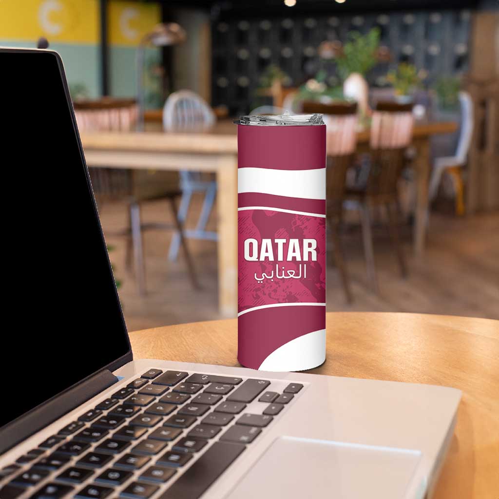 Custom Qatar Football Skinny Tumbler 2026 Come On The Maroons - Wonder Print Shop