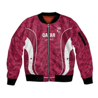 Custom Qatar Football Sleeve Zip Bomber Jacket 2026 Come On The Maroons - Wonder Print Shop