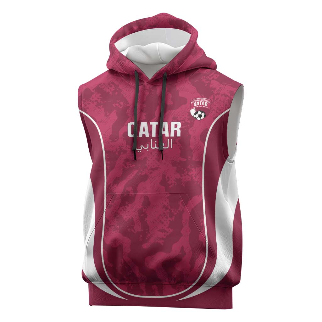 Custom Qatar Football Sleeveless Hoodie 2026 Come On The Maroons - Wonder Print Shop