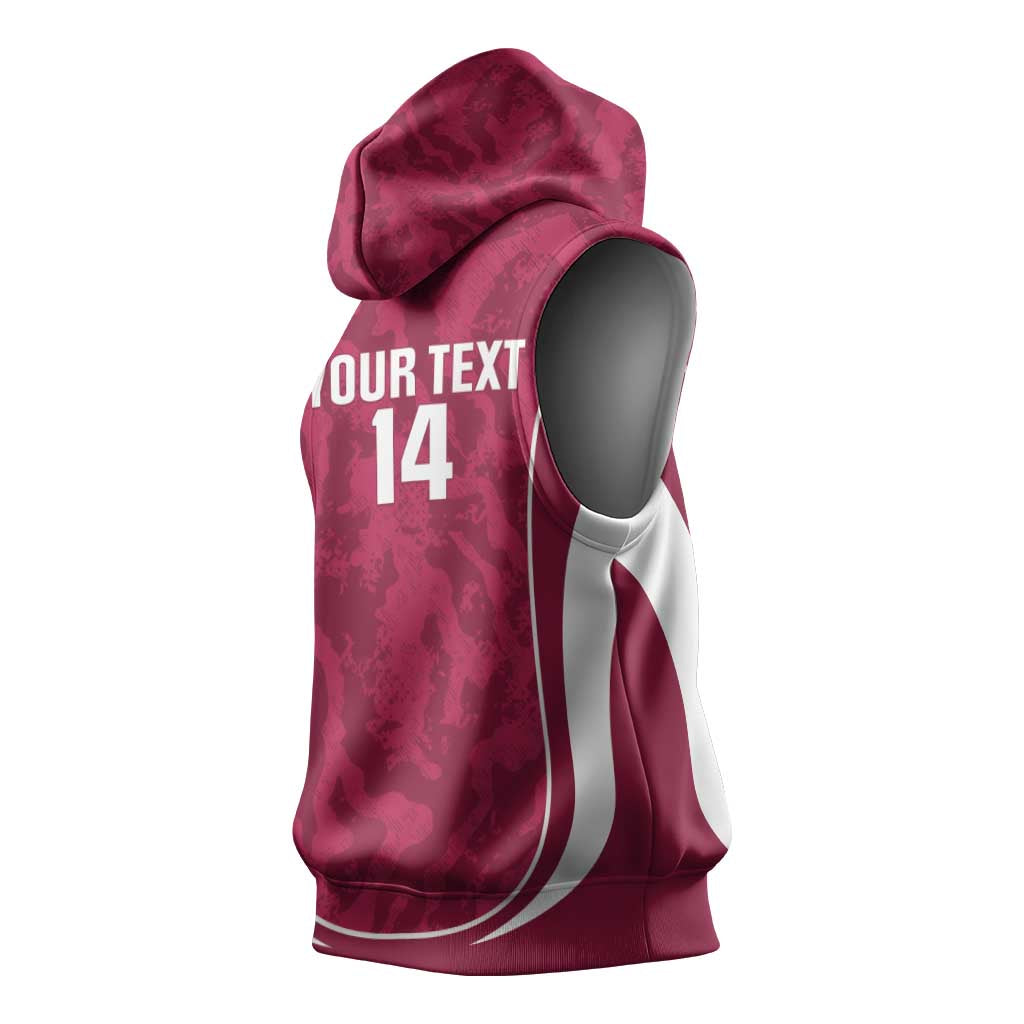Custom Qatar Football Sleeveless Hoodie 2026 Come On The Maroons - Wonder Print Shop