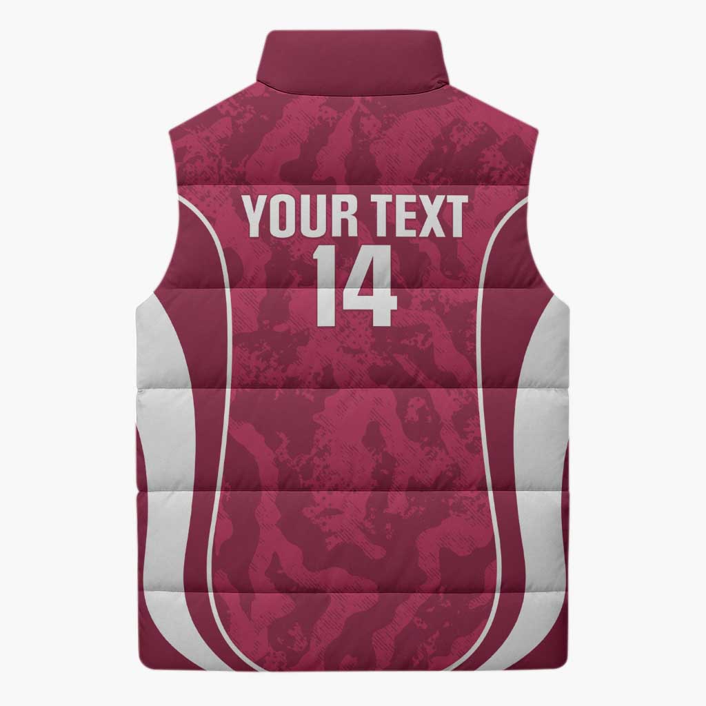 Custom Qatar Football Sleeveless Puffer Jacket 2026 Come On The Maroons - Wonder Print Shop