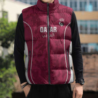 Custom Qatar Football Sleeveless Puffer Jacket 2026 Come On The Maroons - Wonder Print Shop