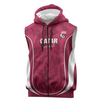Custom Qatar Football Sleeveless Zip Hoodie 2026 Come On The Maroons - Wonder Print Shop