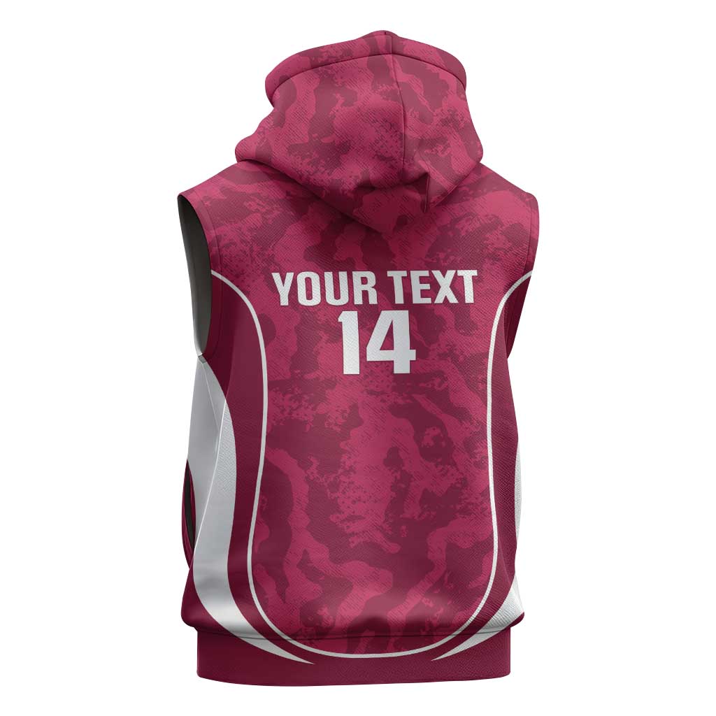 Custom Qatar Football Sleeveless Zip Hoodie 2026 Come On The Maroons - Wonder Print Shop