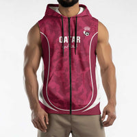 Custom Qatar Football Sleeveless Zip Hoodie 2026 Come On The Maroons - Wonder Print Shop